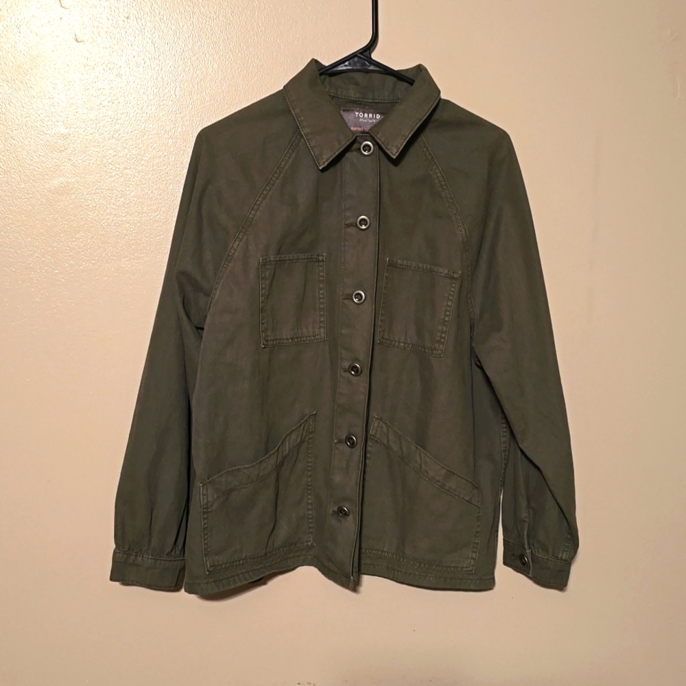 Torrid Army Green Button Down Jacket Womens Size 00โ